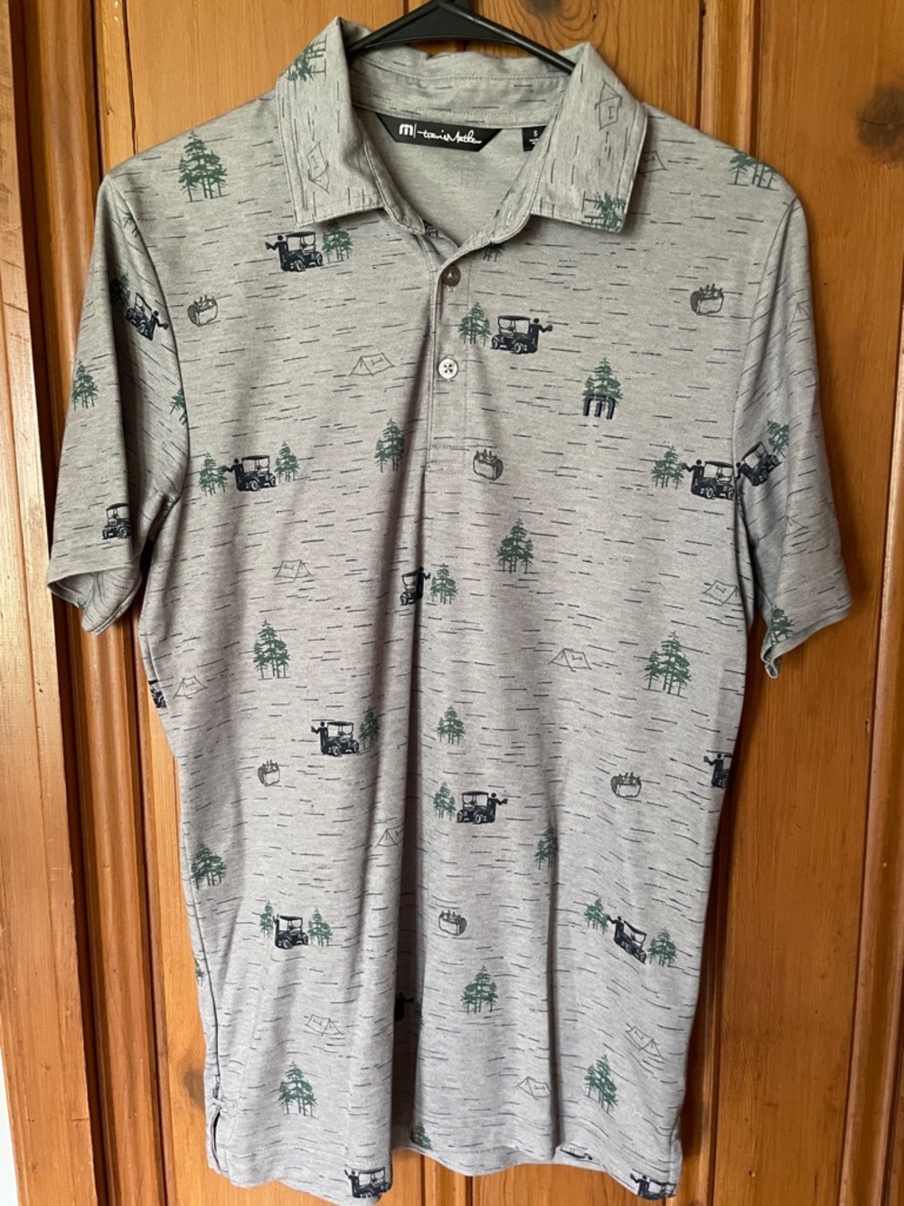 Travis Mathew Gray Polo with Green and Navy Outdoor Print